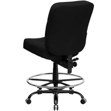 Load image into Gallery viewer, Big &amp; Tall 400 lb. Rated Black Fabric Ergonomic Drafting Chair with Back
