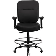 Load image into Gallery viewer, Big &amp; Tall 400 lb. Rated Black Ergonomic Drafting Chair with Adjustable Arms
