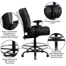 Load image into Gallery viewer, Big &amp; Tall 400 lb. Rated Black Ergonomic Drafting Chair with Adjustable Arms
