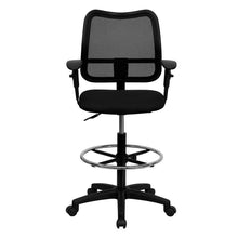 Load image into Gallery viewer, Mid-Back Black Mesh Drafting Chair with Adjustable Arms
