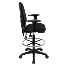 Load image into Gallery viewer, Mid-Back Black Fabric Multifunction Drafting Chair with Lumbar Support and Arms
