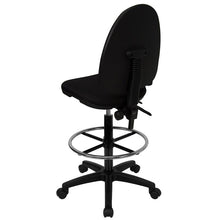 Load image into Gallery viewer, Mid-Back Black Fabric Multifunction Drafting Chair with Lumbar Support

