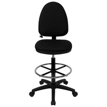 Load image into Gallery viewer, Mid-Back Black Fabric Multifunction Drafting Chair with Lumbar Support
