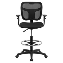 Load image into Gallery viewer, Mid-Back Black Mesh Drafting Chair Height Adjustment and Adjustable Arms
