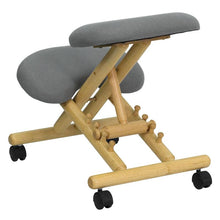 Load image into Gallery viewer, Mobile Wooden Ergonomic Kneeling Office Chair in Gray Fabric
