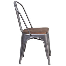 Load image into Gallery viewer, Clear Coated Metal Stackable Chair with Wood Seat
