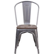 Load image into Gallery viewer, Clear Coated Metal Stackable Chair with Wood Seat
