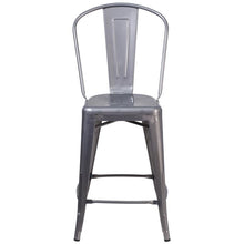 Load image into Gallery viewer, 24'' High Clear Coated Indoor Counter Height Stool with Back
