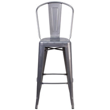 Load image into Gallery viewer, 30'' High Clear Coated Indoor Barstool with Back
