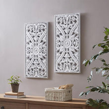 Load image into Gallery viewer, Madison Park Botanical Wood Panel Carved Wall Panel 2 Piece Set MP95B-0230 By Olliix
