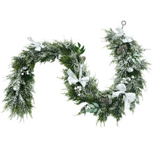 Load image into Gallery viewer, 6.5 Feet Snow Flocked Christmas Garland with White Berries and Snowflakes
