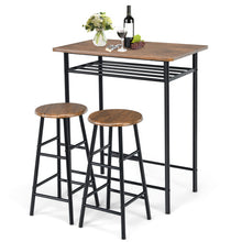 Load image into Gallery viewer, 3 Pieces Bar Table Set with 2 Stools-Dark Walnut
