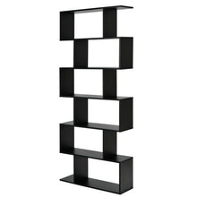 Load image into Gallery viewer, 6 Tier S-Shaped Bookshelf Storage Display Bookcase Decor Z-Shelf -Black
