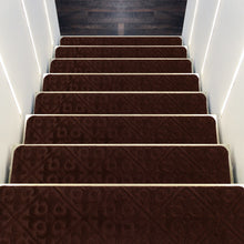 Load image into Gallery viewer, 15Pcs Indoor Non-Slip Stair Carpet Mats for Wooden Steps-Brown
