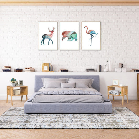 2 Pieces Bamboo Storage Shelf Nightstand Sofa Table