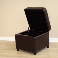 Load image into Gallery viewer, Baxton Studio Dark Brown Full Leather Storage Cube Ottoman
