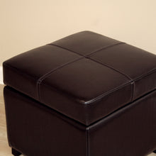 Load image into Gallery viewer, Baxton Studio Dark Brown Full Leather Storage Cube Ottoman
