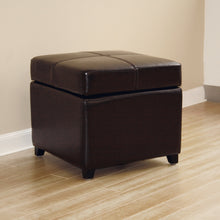 Load image into Gallery viewer, Baxton Studio Dark Brown Full Leather Storage Cube Ottoman
