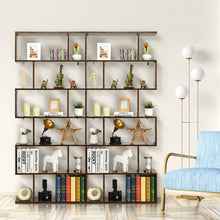 Load image into Gallery viewer, 6 Tier S-Shaped Bookshelf Storage Display Bookcase Decor Z-Shelf -Coffee
