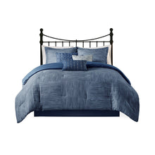 Load image into Gallery viewer, Madison Park Walter 100% Polyester Printed Seersucker 7Pcs Comforter Set - Queen - Navy MP10-7129 By Olliix
