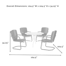 Load image into Gallery viewer, Ridgeland 5Pc Outdoor Metal Dining Set Bright Red Gloss/White Satin - Dining Table &amp; 4 Chairs
