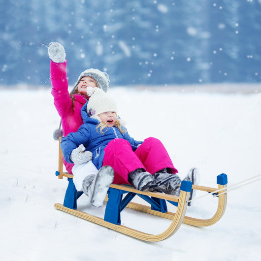 Folding Snowsled Portable Steering Slider with Pulling Rope and Metal Rail