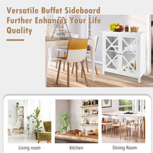 Load image into Gallery viewer, Freestanding Kitchen Buffet Cabinet with Glass Doors and Adjustable Shelf-White
