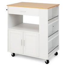 Load image into Gallery viewer, Kitchen Island Cart Rolling Storage Cabinet with Drawer and Spice Rack Shelf-White
