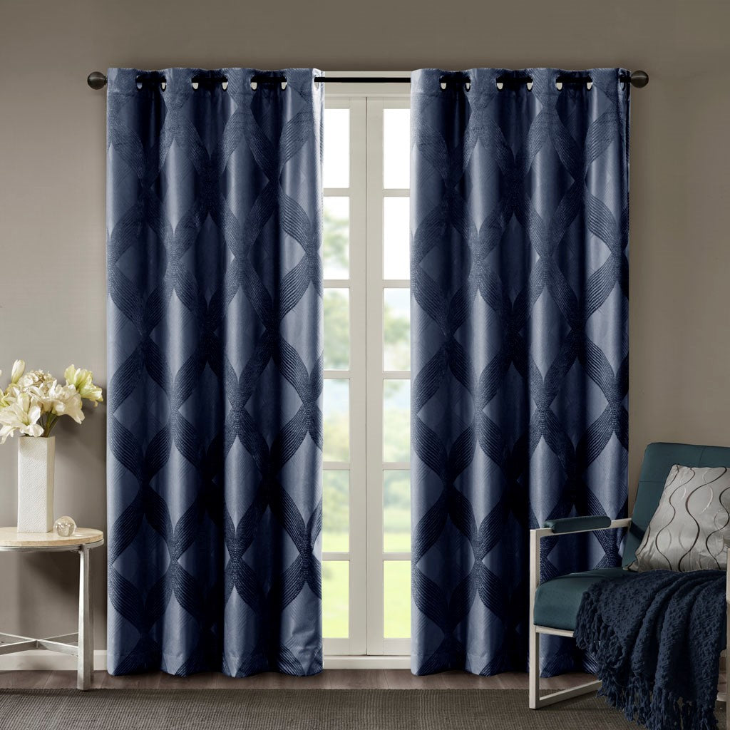 Bentley Ogee Knitted Jacquard Total Blackout Panel SS40-0145 By Olliix