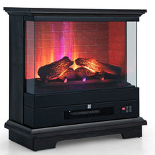 Load image into Gallery viewer, 27 Inch Freestanding Electric Fireplace with 3-Level Vivid Flame Thermostat-Black
