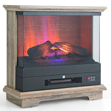 Load image into Gallery viewer, 27 Inch Freestanding Electric Fireplace with 3-Level Vivid Flame Thermostat-Natural
