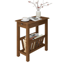 Load image into Gallery viewer, 2-Tier End Table with Pull-out Tray and Solid Rubber Wood Legs-Natural
