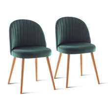 Load image into Gallery viewer, Set of 2 Modern Mid-back Armless Dining Chairs with Wood Legs-Green
