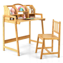 Load image into Gallery viewer, Bamboo Kids Study Desk and Chair Set with Bookshelf
