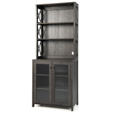 Load image into Gallery viewer, Tall Freestanding Bar Cabinet Buffet with Glass Holder and Adjustable Shelf-Gray
