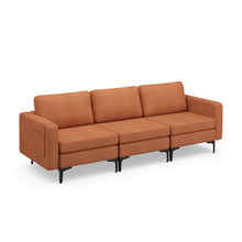 Load image into Gallery viewer, 3-Seat Sectional Sofa Couch with Armrest Magazine Pocket and Metal Leg-Orange
