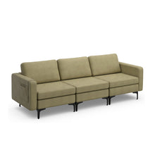 Load image into Gallery viewer, 3-Seat Sectional Sofa Couch with Armrest Magazine Pocket and Metal Leg-Green
