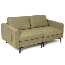 Load image into Gallery viewer, Modern Loveseat Sofa Couch with Side Storage Pocket and Sponged Padded Seat Cushions-Green
