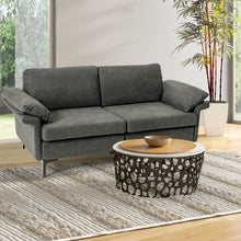 Load image into Gallery viewer, Modern Fabric Loveseat Sofa for with Metal Legs and Armrest Pillows-Gray
