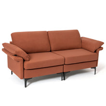 Load image into Gallery viewer, Modern Fabric Loveseat Sofa for with Metal Legs and Armrest Pillows-Rust Red
