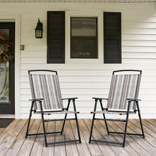 Load image into Gallery viewer, Set of 2 Patio Folding Sling Chairs Space-saving Dining Chair-Gray
