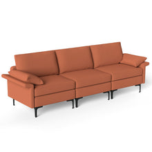 Load image into Gallery viewer, Large 3-Seat Sofa Sectional with Metal Legs for 3-4 people-Rust Red

