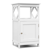 Load image into Gallery viewer, Bathroom Floor Cabinet Side Storage Organizer with Open Shelf and Single Door-White
