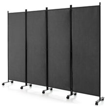 Load image into Gallery viewer, 4-Panel Folding Room Divider 6 Feet Rolling Privacy Screen with Lockable Wheels-Gray
