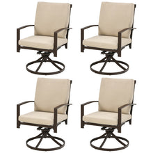 Load image into Gallery viewer, Set of 4 Patio Swivel Dining Chairs with Cushion and Armrest-Beige

