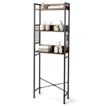 Load image into Gallery viewer, 3-Tier Over-the-Toilet Storage Rack with 3 Hooks-Rustic Brown
