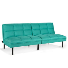 Load image into Gallery viewer, Convertible Fabric Sofa Bed with 3-Level Adjustable Backrest Angle-Turquoise
