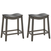 Load image into Gallery viewer, Set of 2 Saddle Bar Stools with Rubber Wood Legs
