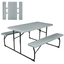 Load image into Gallery viewer, Indoor and Outdoor Folding Picnic Table Bench Set with Wood-like Texture-Gray
