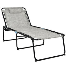 Load image into Gallery viewer, 4 Position Folding Lounge Chaise with Adjustable Backrest and Footrest-Gray
